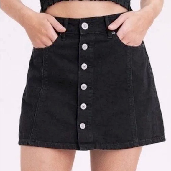 American Eagle Outfitters Dresses & Skirts - American Eagle AE Denim Skirt Black Button Y2K Boho Summer Stretchy Mini Jean